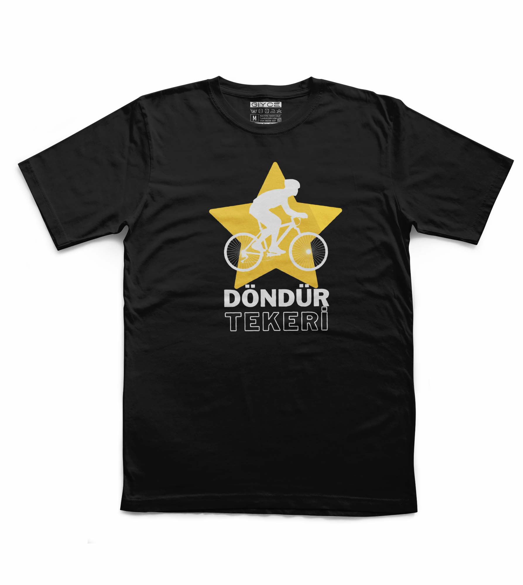 Döndür Tekeri Unisex Siyah Tshirt