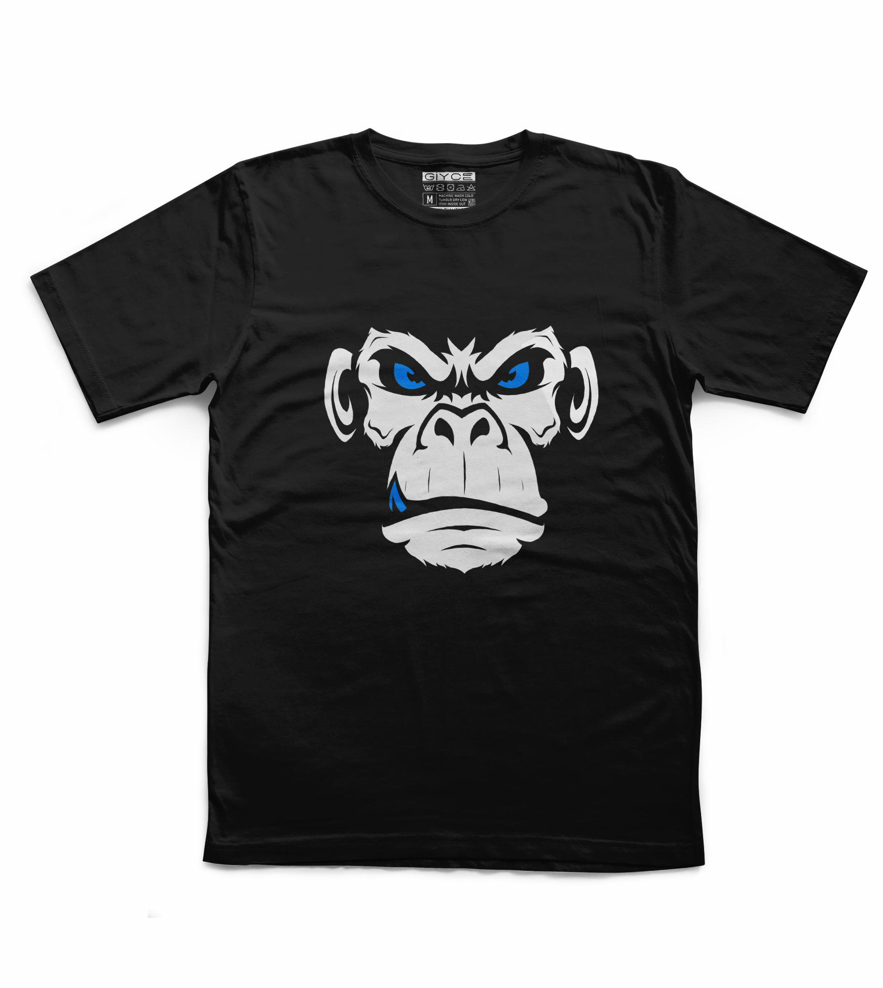 Maymun Baskılı Unisex Siyah Tshirt