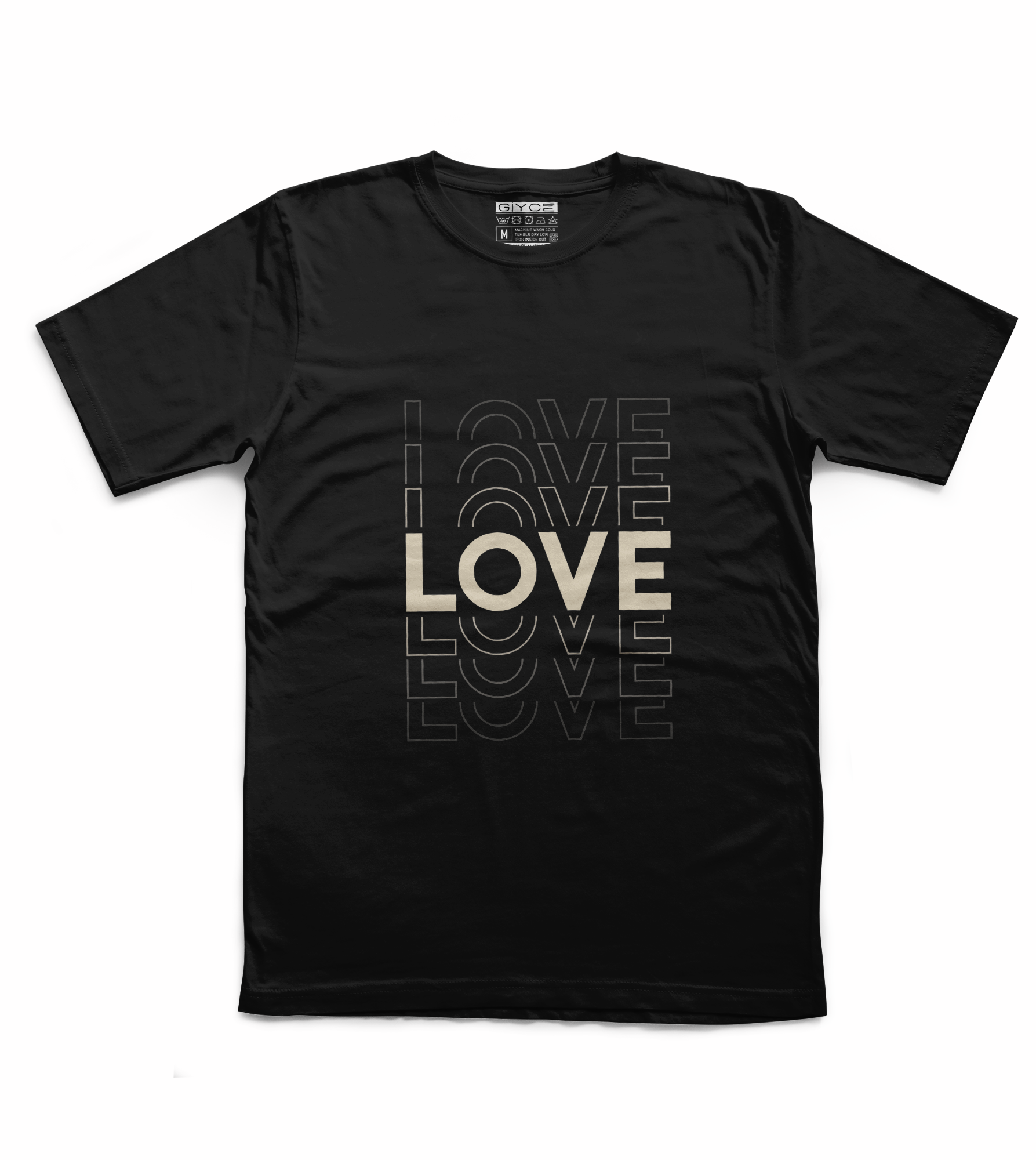 Love Baskılı Unisex Siyah Tshirt
