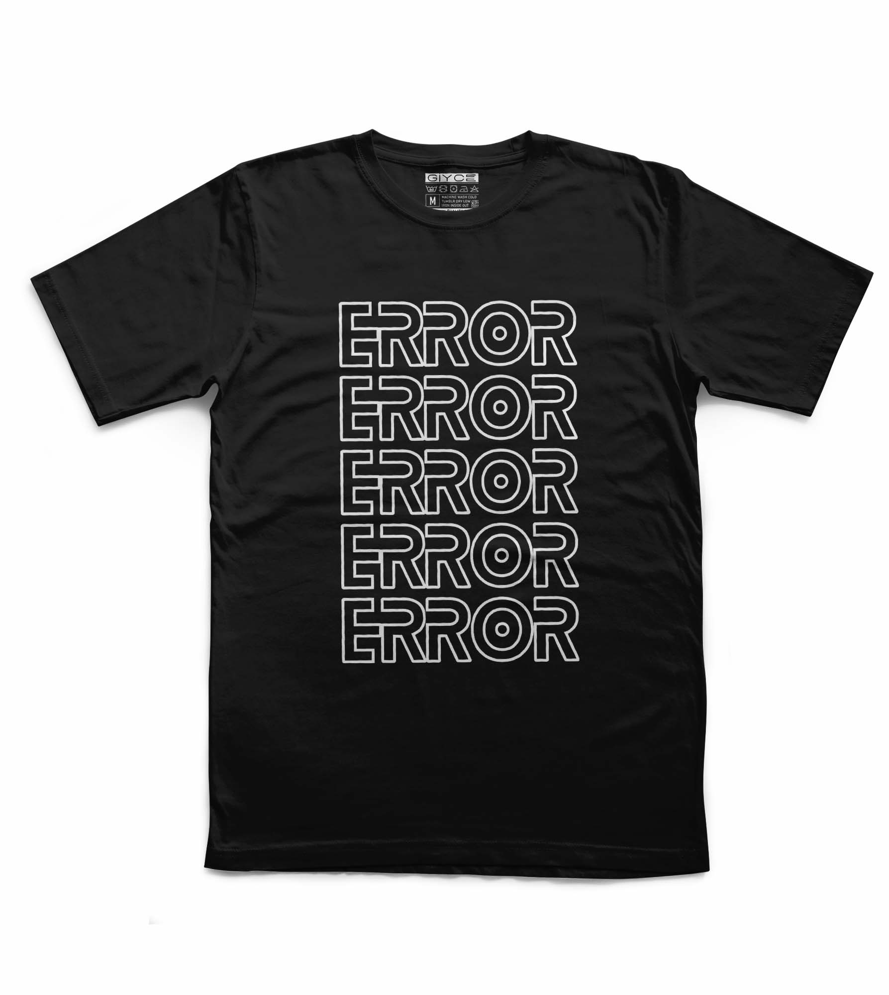  Error Baskılı Unisex Siyah Tshirt