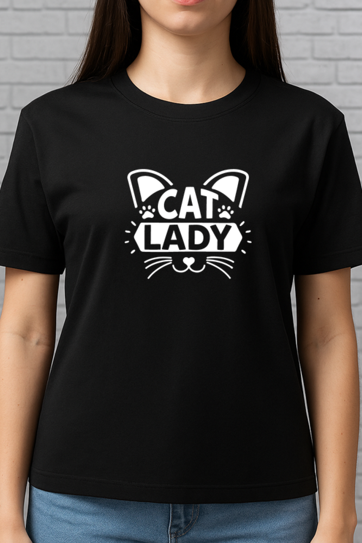 Cat Lady Baskılı Tişört 