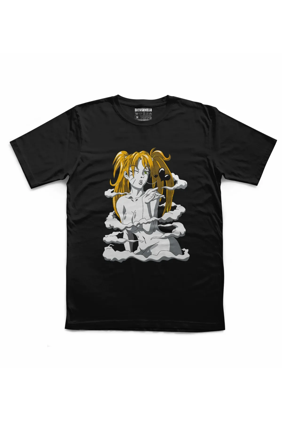 Giyce Anime Kız Unisex Siyah Tshirt