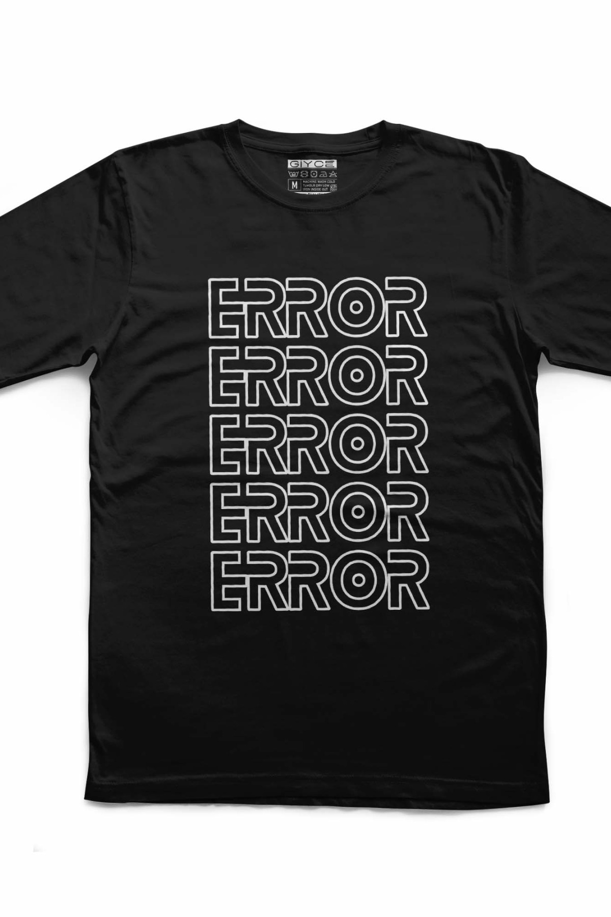  Error Baskılı Unisex Siyah Tshirt