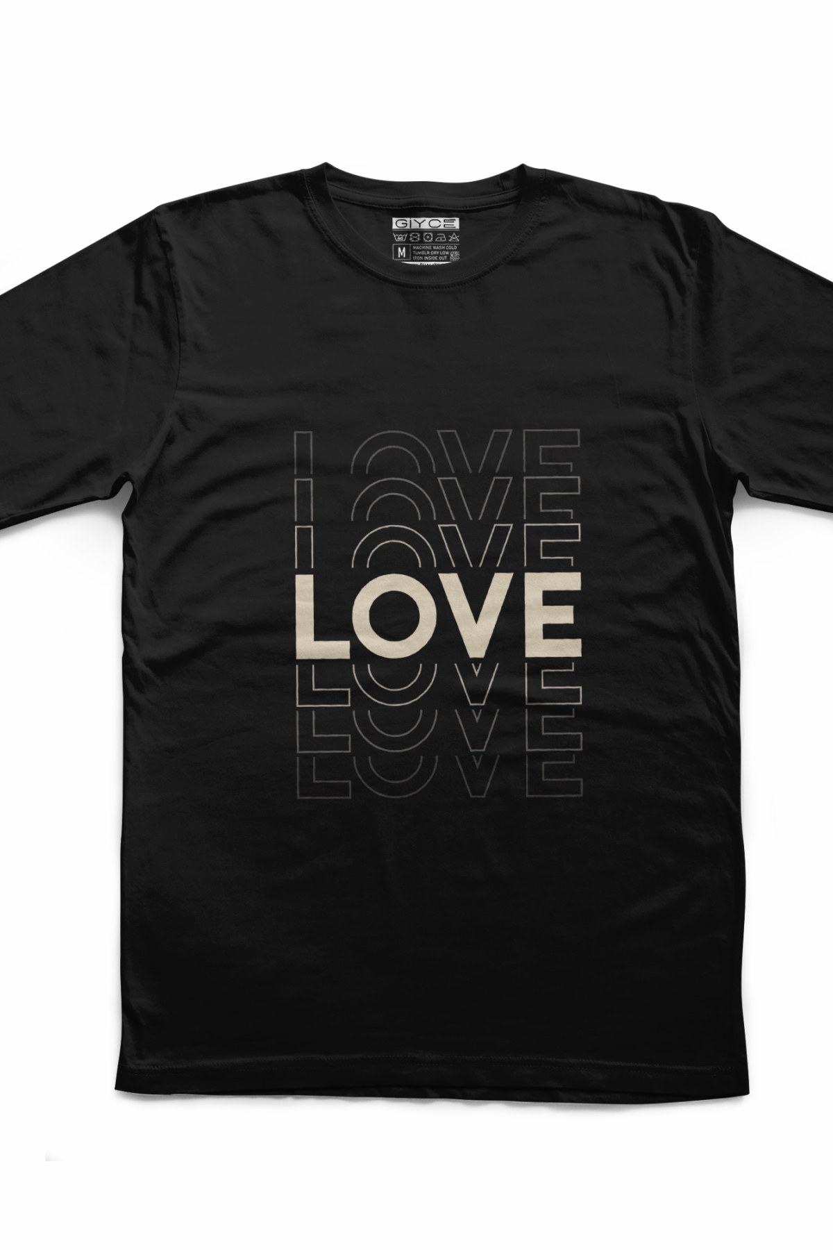 Love Baskılı Unisex Siyah Tshirt
