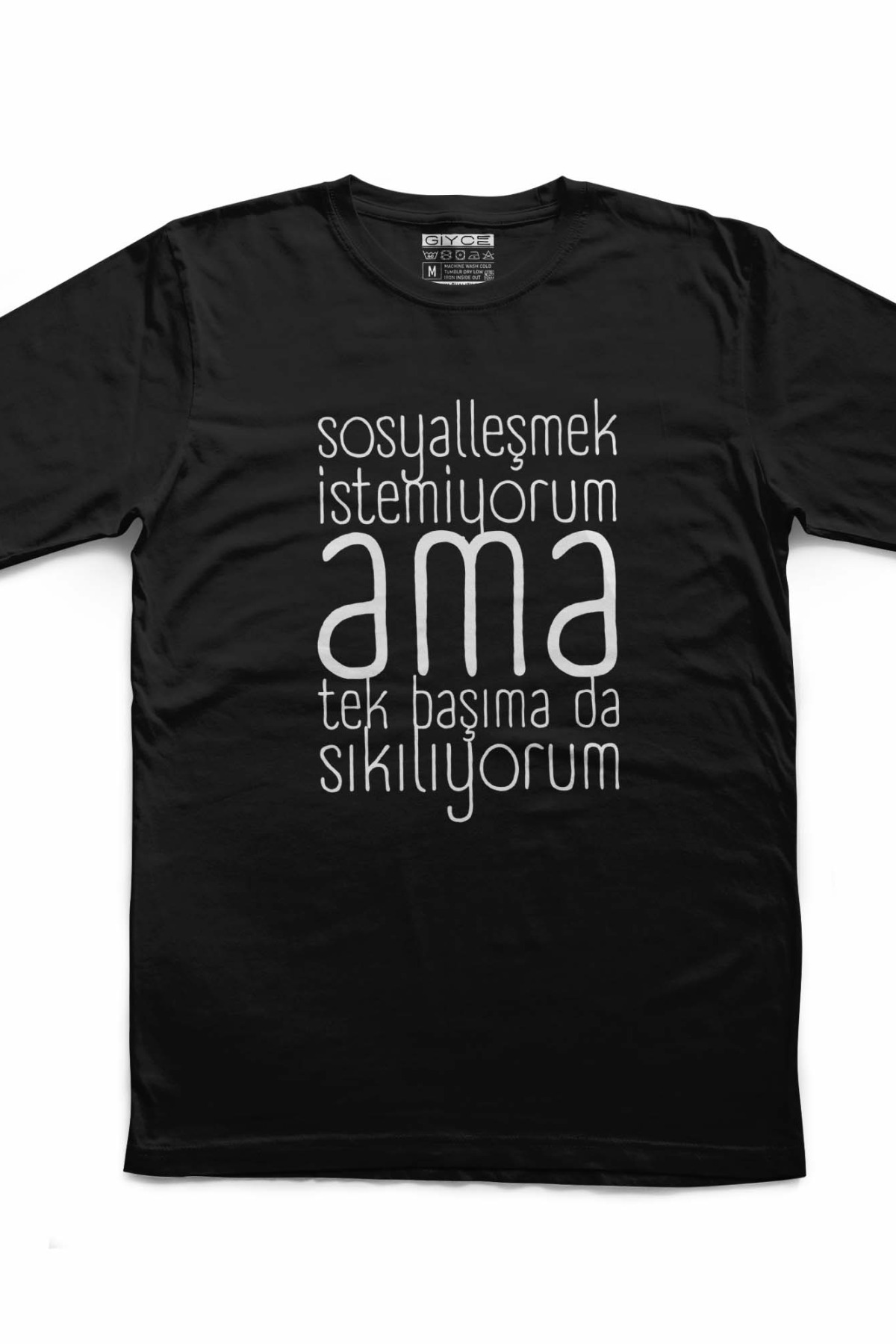 Sosyalleşmek İstiyorum Unisex Siyah Tshirt